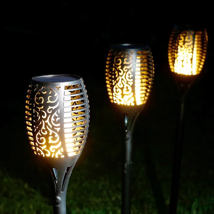 Solar Flame Garden Light | IP65 Weatherproof, No Wiring Needed | Metal Stake, 3 Sizes, 12-96 LED, 51-76 cm Tall