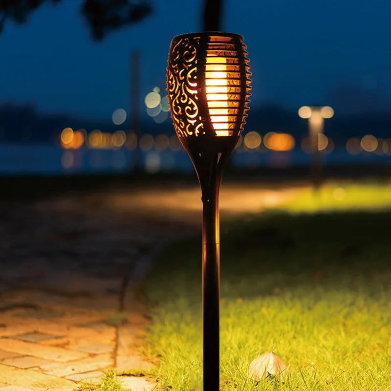 Solar Flame Garden Light | IP65 Weatherproof, No Wiring Needed | Metal Stake, 3 Sizes, 12-96 LED, 51-76 cm Tall