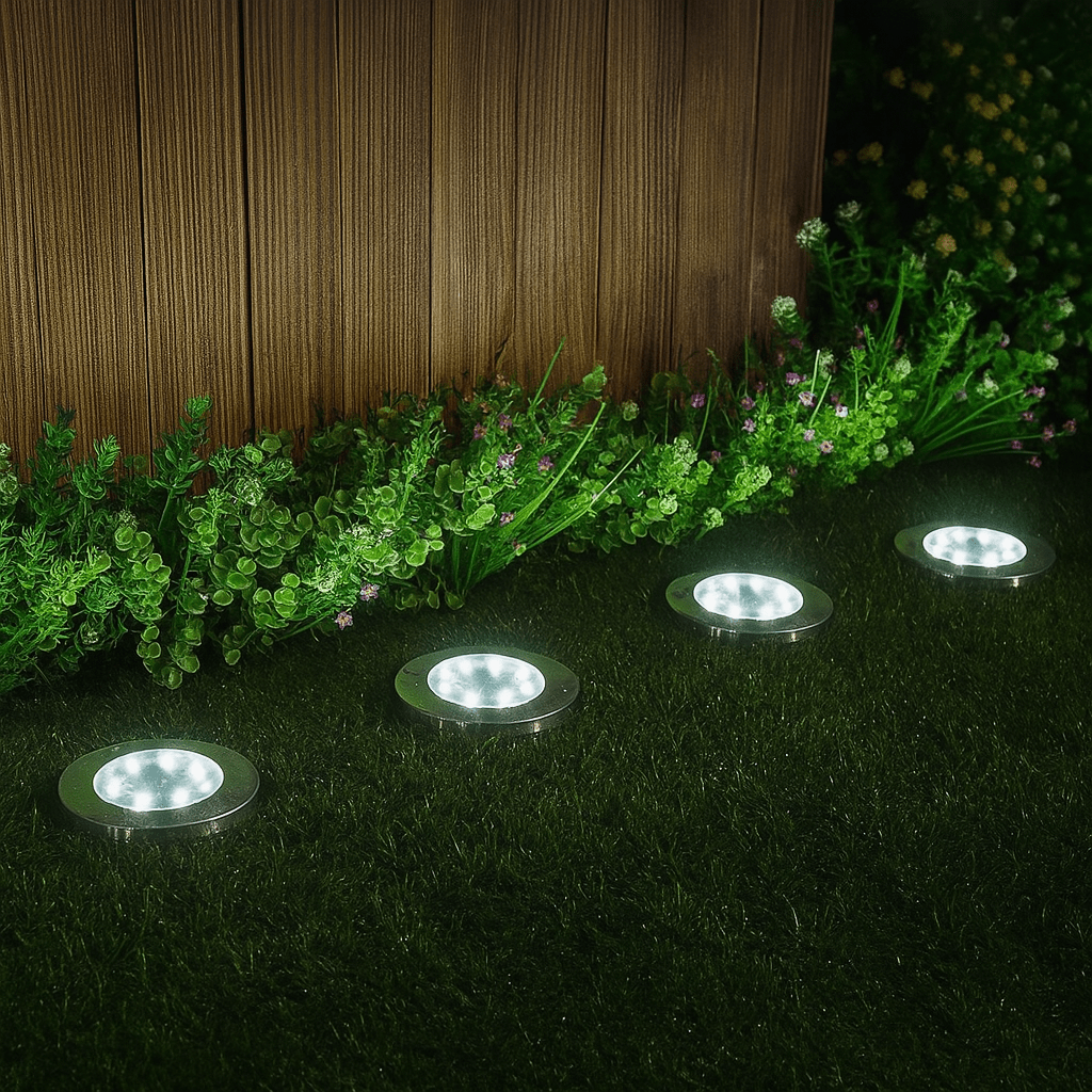 Solar Garden Lights Stainless Steel | 4 Pack LED, Tool-Free Stake Install | Rust-Proof & Weatherproof All Year