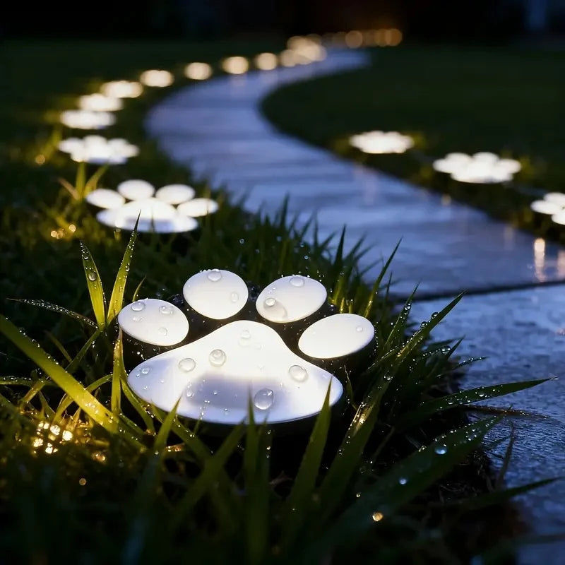 Solar Paw Print Light, ABS Plastic | IP44 Waterproof, Automatic Dusk Sensor | Up to 10 Hours Glow, 3 to 24 Pack