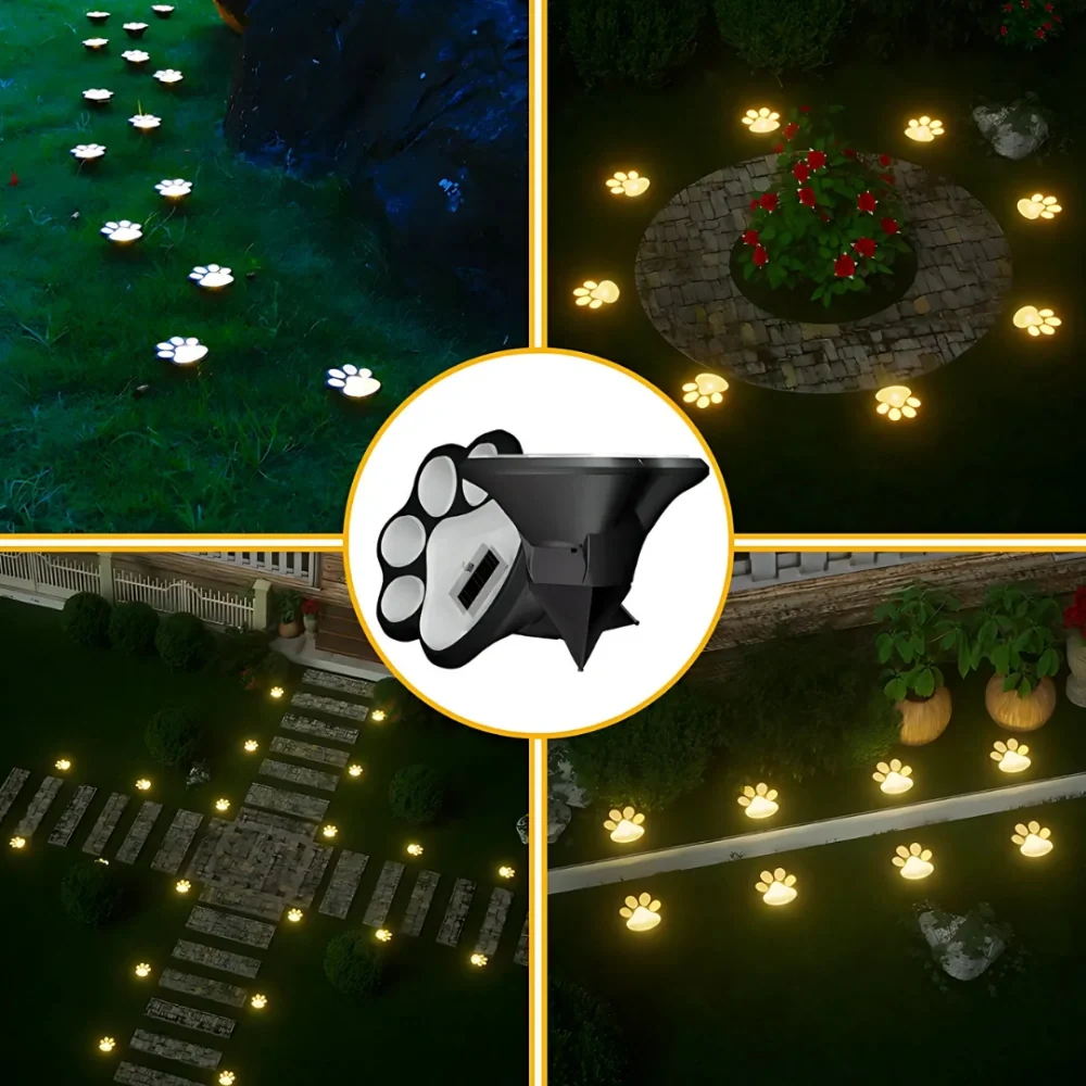 Solar Paw Print Light, ABS Plastic | IP44 Waterproof, Automatic Dusk Sensor | Up to 10 Hours Glow, 3 to 24 Pack