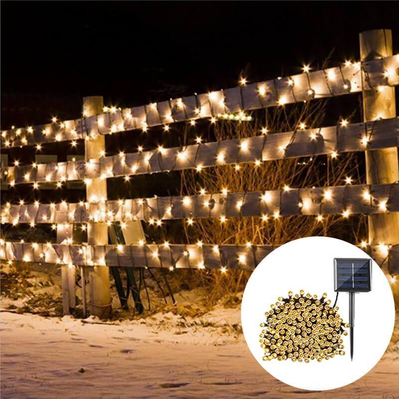 Solar Powered Fairy Lights 100 LED String | 8 Lighting Modes, Dusk Sensor | IP44 Waterproof Outdoor Decoration
