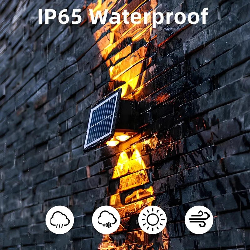 Solar Powered Wall Sconce Light | 4 or 6 LED Bulbs, IP65 Waterproof | Dual Warm & White Modes, 8-10 Hour Run Time