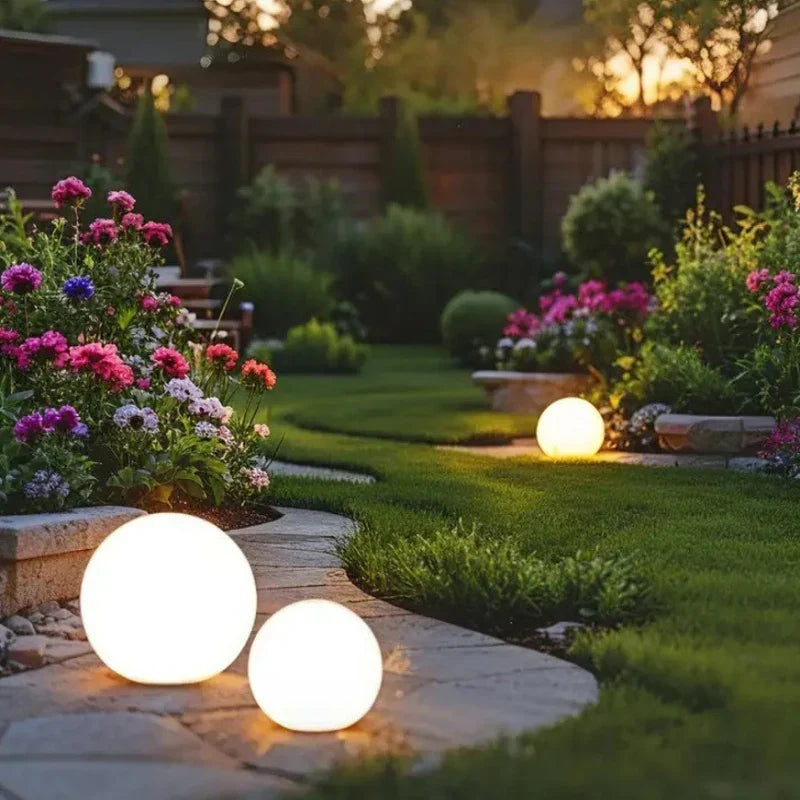 Spherical LED Garden Light | 16-Colour Remote Control, USB Rechargeable | Weather-Resistant, Solar Powered Option