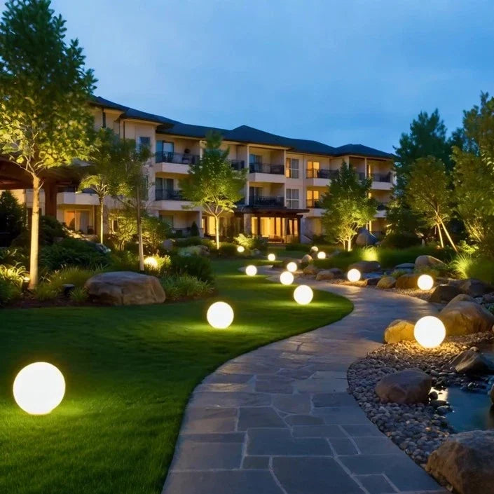Spherical LED Garden Light | 16-Colour Remote Control, USB Rechargeable | Weather-Resistant, Solar Powered Option