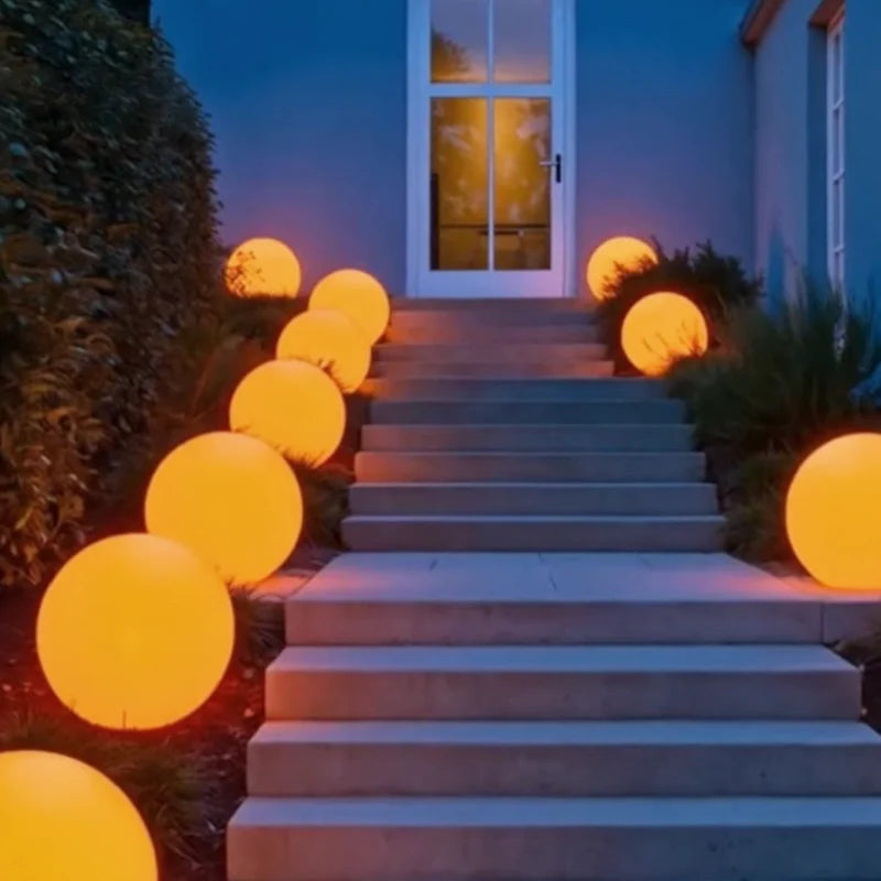 Spherical LED Garden Light | 16-Colour Remote Control, USB Rechargeable | Weather-Resistant, Solar Powered Option