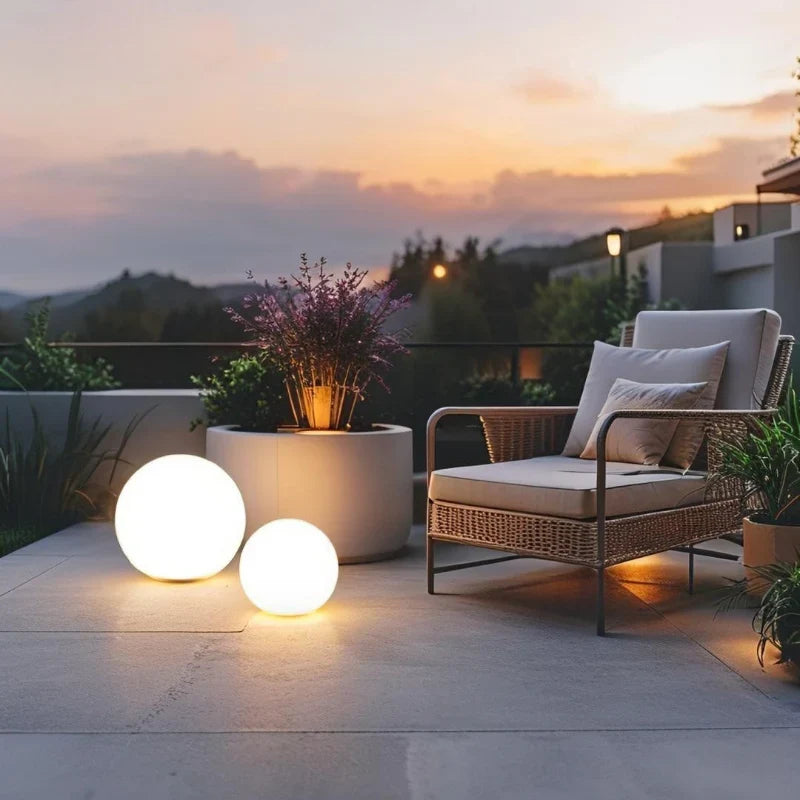 Spherical LED Garden Light | 16-Colour Remote Control, USB Rechargeable | Weather-Resistant, Solar Powered Option