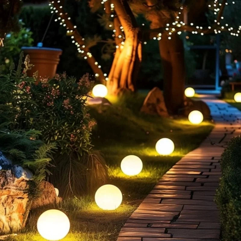 Spherical LED Garden Light | 16-Colour Remote Control, USB Rechargeable | Weather-Resistant, Solar Powered Option