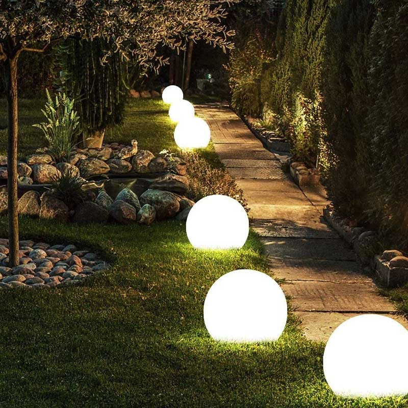 Spherical LED Garden Light | 16-Colour Remote Control, USB Rechargeable | Weather-Resistant, Solar Powered Option