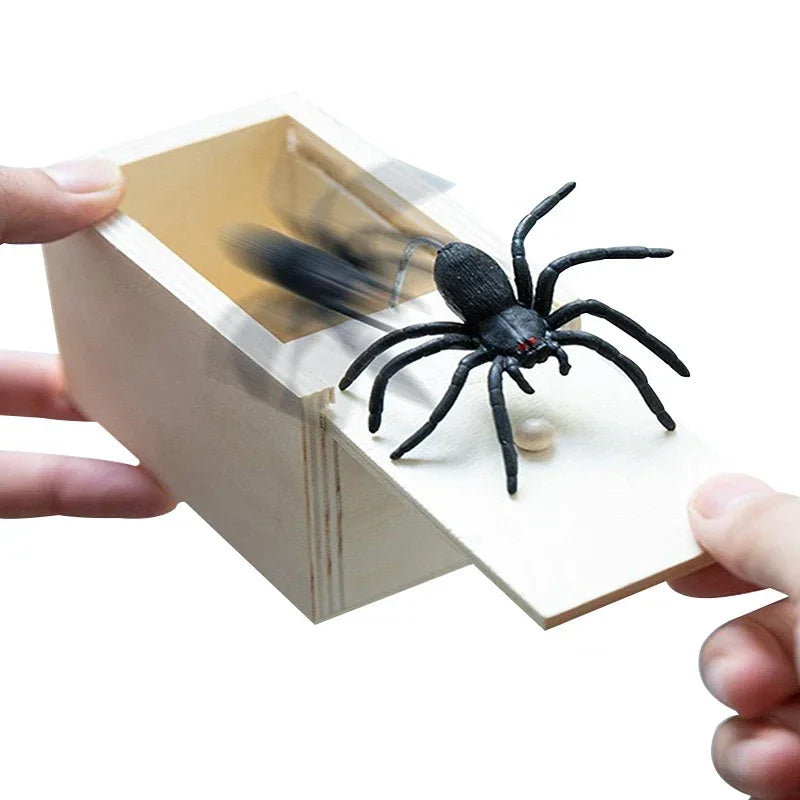 Spider Prank Box Halloween Toy | Hidden Pop-Up Spider Surprise Trick | Reusable Wooden Party Gag Gift Toy for All Ages