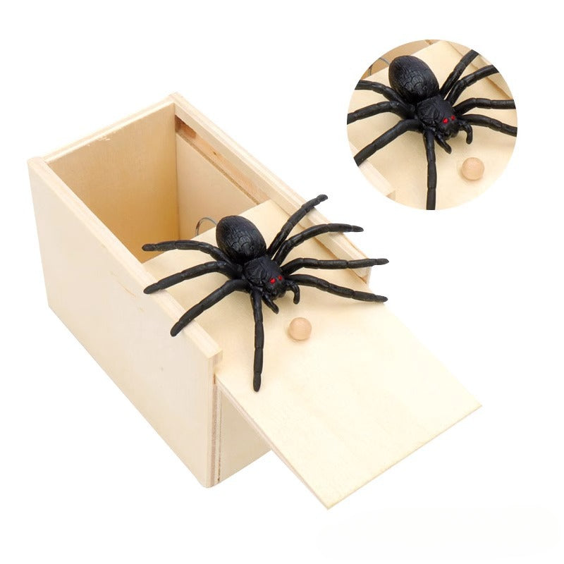 Spider Prank Box Halloween Toy | Hidden Pop-Up Spider Surprise Trick | Reusable Wooden Party Gag Gift Toy for All Ages