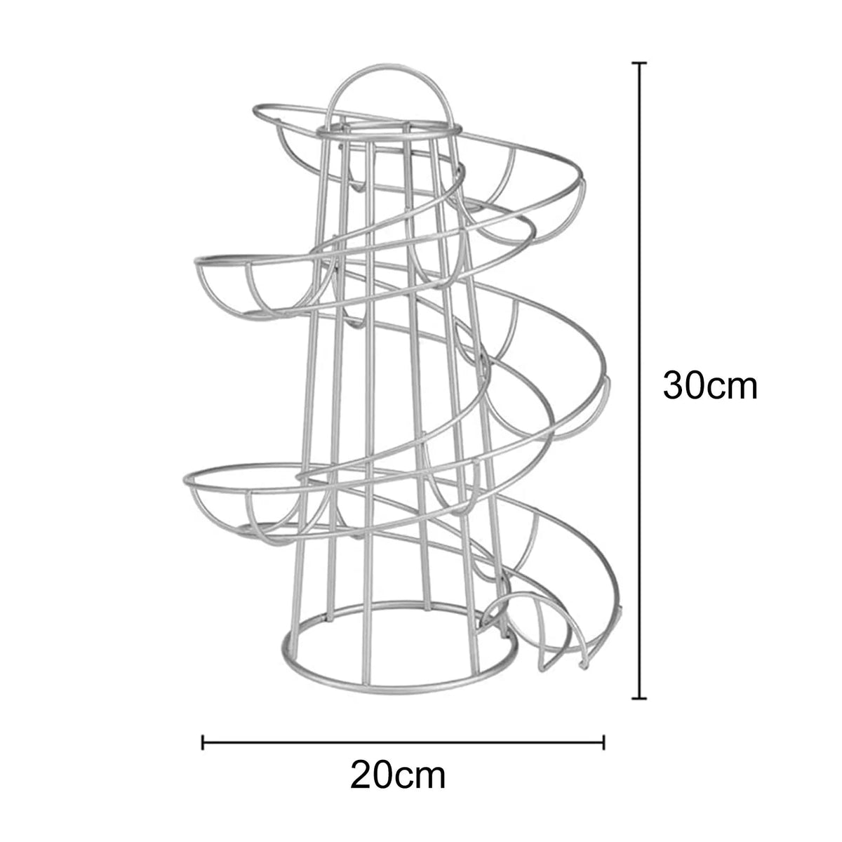 Spiral Egg Rack | Rolling Coil Track, Tapered Open Frame