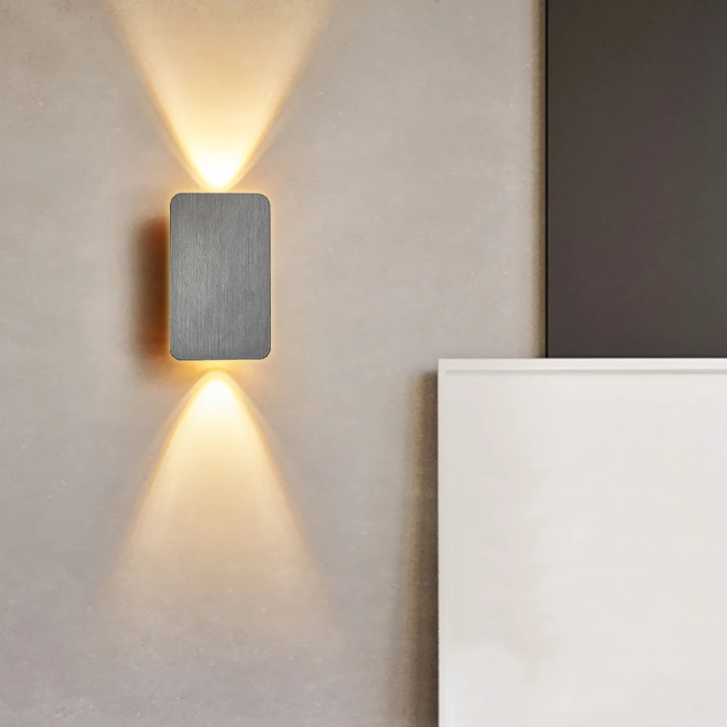 Square Wall Sconce Aluminium | Dual-Head Up and Down LED Lighting | Energy-Efficient Modern Wall Light for Hallways and Bedrooms