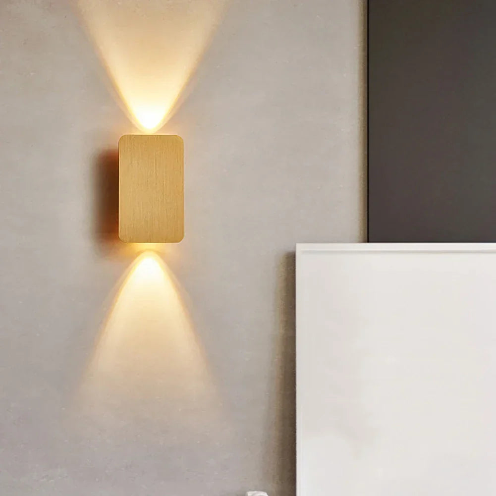 Square Wall Sconce Aluminium | Dual-Head Up and Down LED Lighting | Energy-Efficient Modern Wall Light for Hallways and Bedrooms