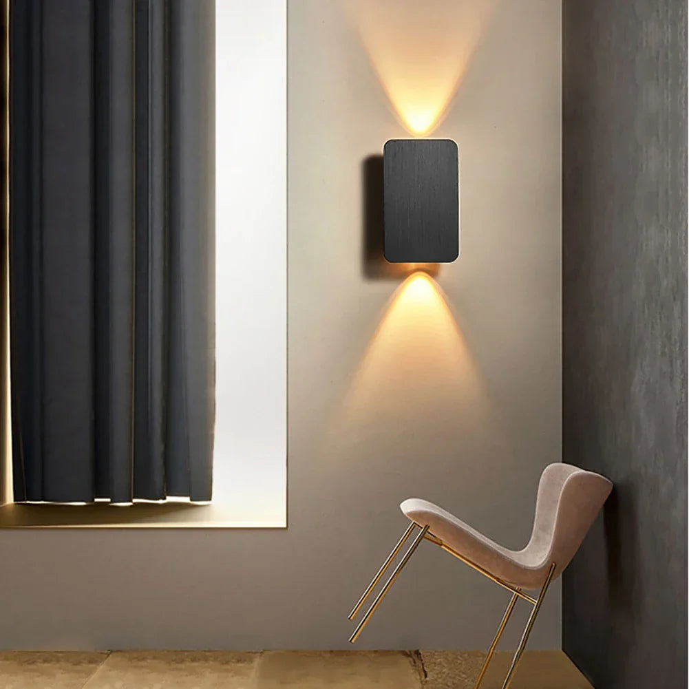 Square Wall Sconce Aluminium | Dual-Head Up and Down LED Lighting | Energy-Efficient Modern Wall Light for Hallways and Bedrooms