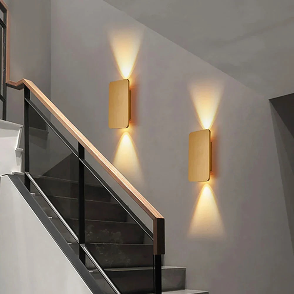 Square Wall Sconce Aluminium | Dual-Head Up and Down LED Lighting | Energy-Efficient Modern Wall Light for Hallways and Bedrooms