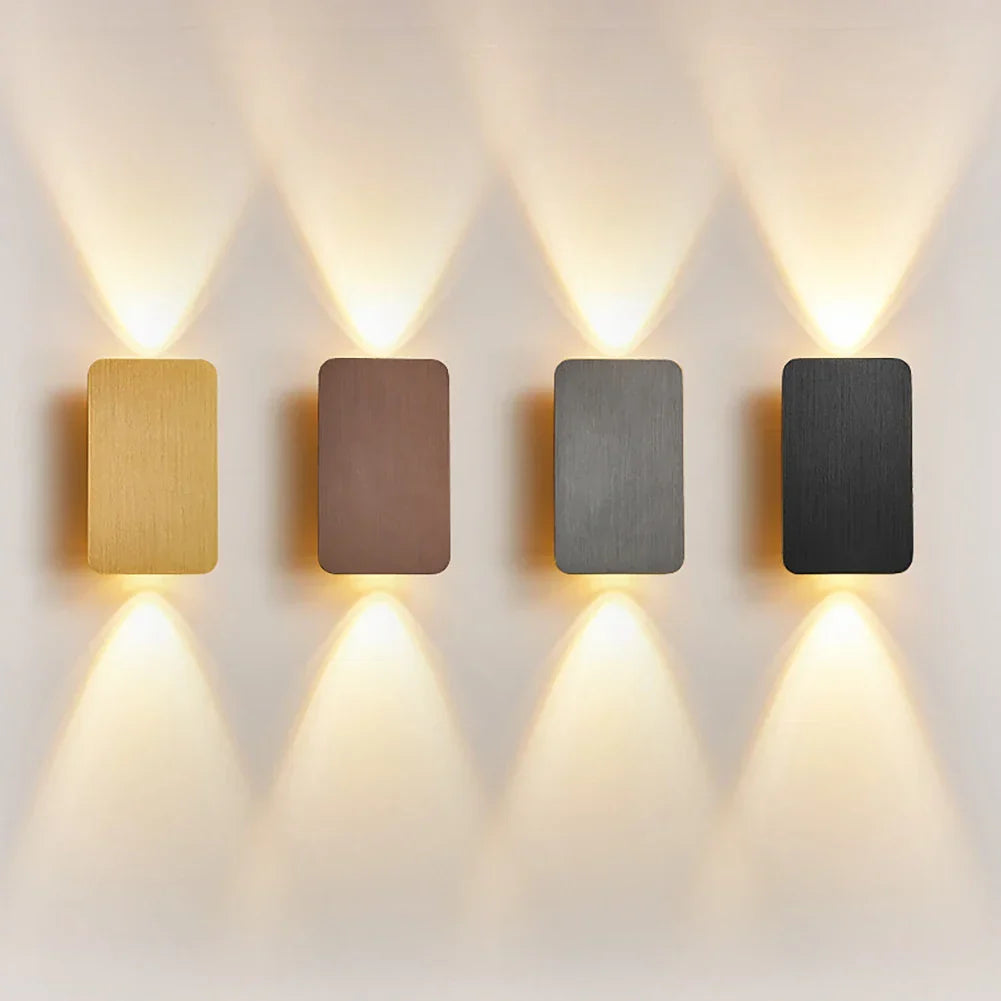 Square Wall Sconce Aluminium | Dual-Head Up and Down LED Lighting | Energy-Efficient Modern Wall Light for Hallways and Bedrooms