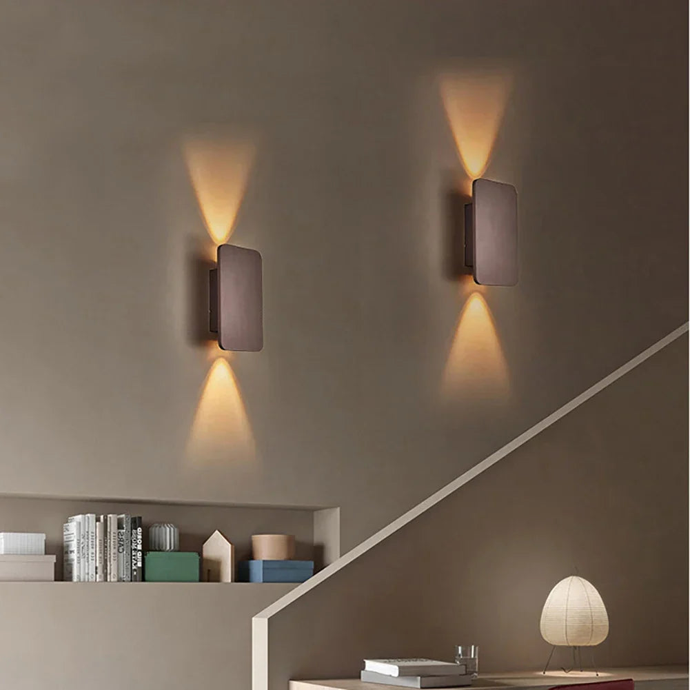 Square Wall Sconce Aluminium | Dual-Head Up and Down LED Lighting | Energy-Efficient Modern Wall Light for Hallways and Bedrooms