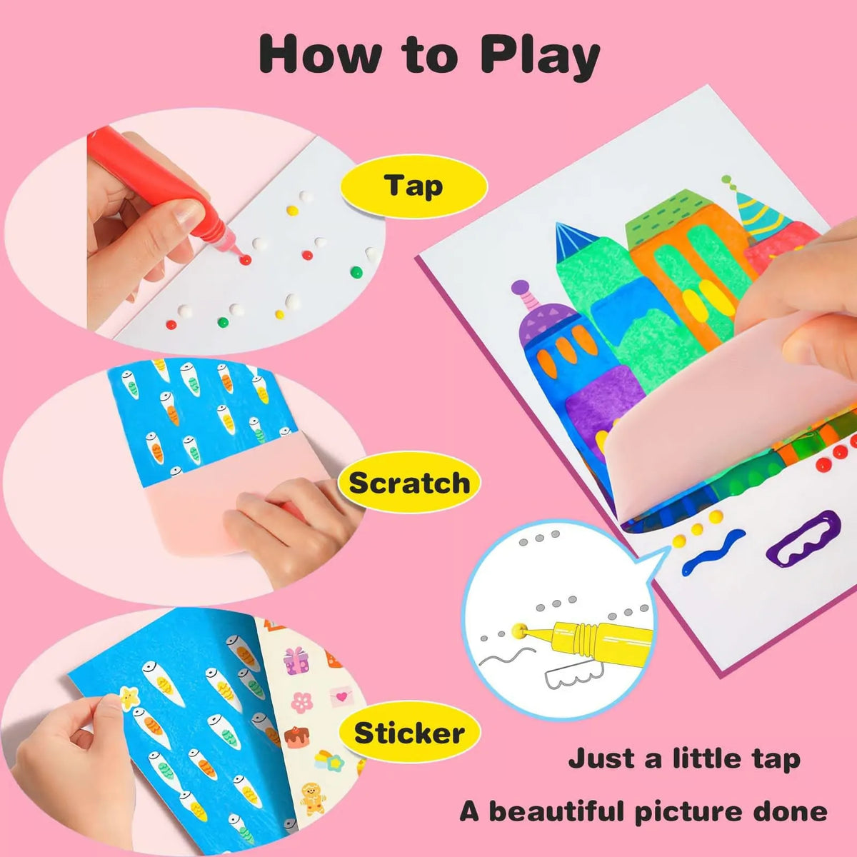 Squeegee Painting Kit for Children | 20 Papers, 7 Paint Colours, 6 Watercolour Pencils | Compact Creative Art Set