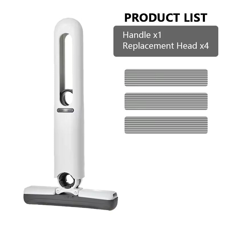 Squeeze Mop Compact Self-Wringing | 1 Handle 4 Head or 2 Handle 5 Head | Hands-Free Space-Saving Cleaning Tool