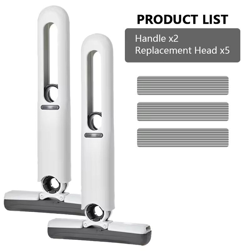 Squeeze Mop Compact Self-Wringing | 1 Handle 4 Head or 2 Handle 5 Head | Hands-Free Space-Saving Cleaning Tool