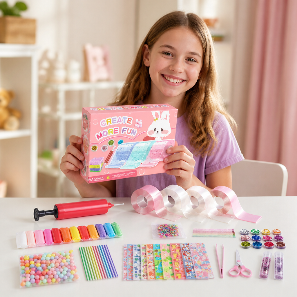 Squishy Bubble DIY Craft Kit | Non-Toxic Gel, Beads & Glitter | Complete All-In-One Stress-Relief Shape-Making Craft Set