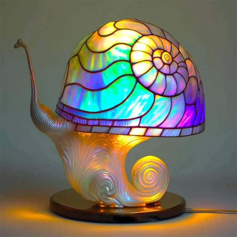 Stained Glass Table Lamp 45 cm | 8 Nature-Inspired Colour Designs | USB-Powered LED Glow for Home Décor, Bedside and Shelf