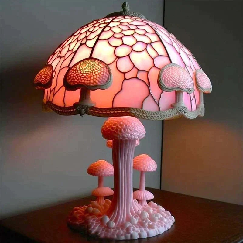 Stained Glass Table Lamp 45 cm | 8 Nature-Inspired Colour Designs | USB-Powered LED Glow for Home Décor, Bedside and Shelf