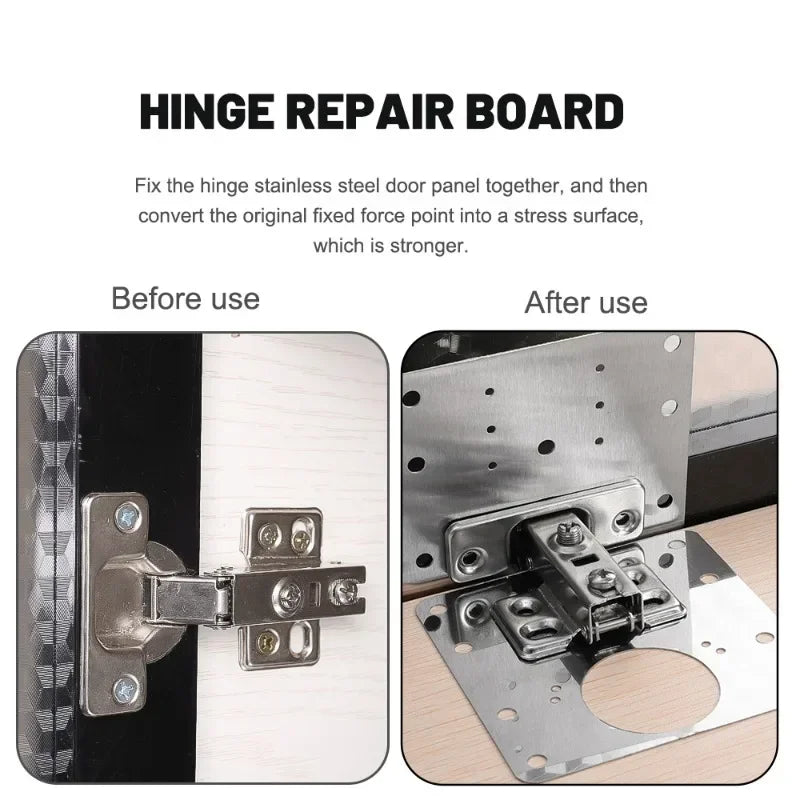 Stainless Steel Hinge Repair Kit | Fits Multiple Cabinet Door Sizes | Fixes Loose, Sagging or Broken Furniture Hinges