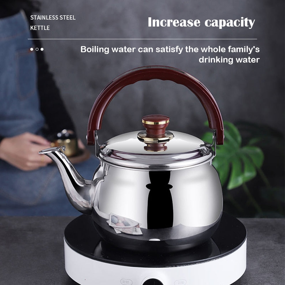 Stainless Steel Whistling Stovetop Kettle | Thickened Body, Loud Whistle Alert | Gas, Electric & Induction Compatible