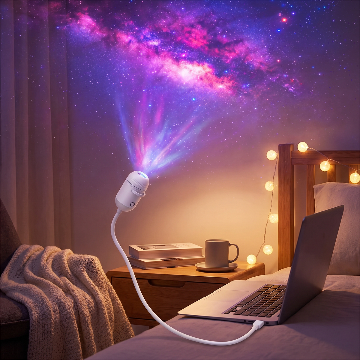 Star Projector Lamp | Bendable USB Neck, Scene Discs