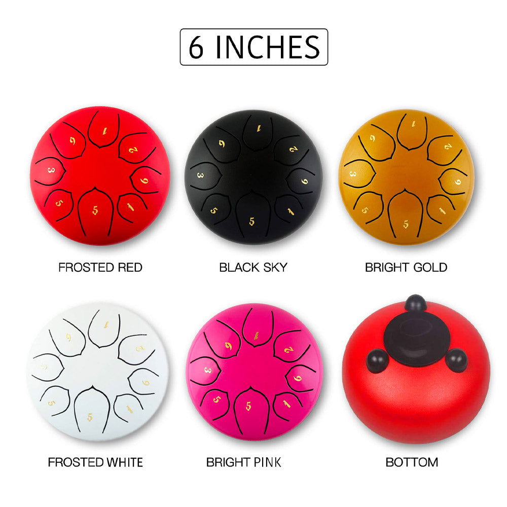 Steel Tongue Drum | 8 Note D Major Hand-Tuned | Portable Meditation Instrument with Drumsticks, Bag & Finger Covers