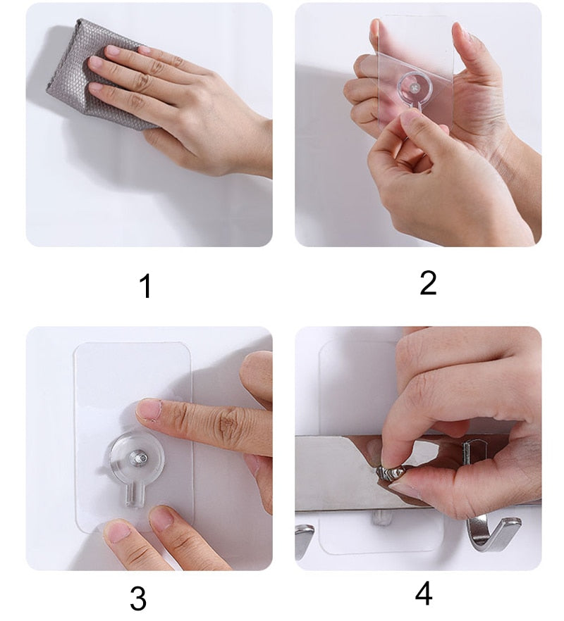 Sticky Hanger Punch-Free Transparent Heavy Duty PVC with 6 kg Load Capacity