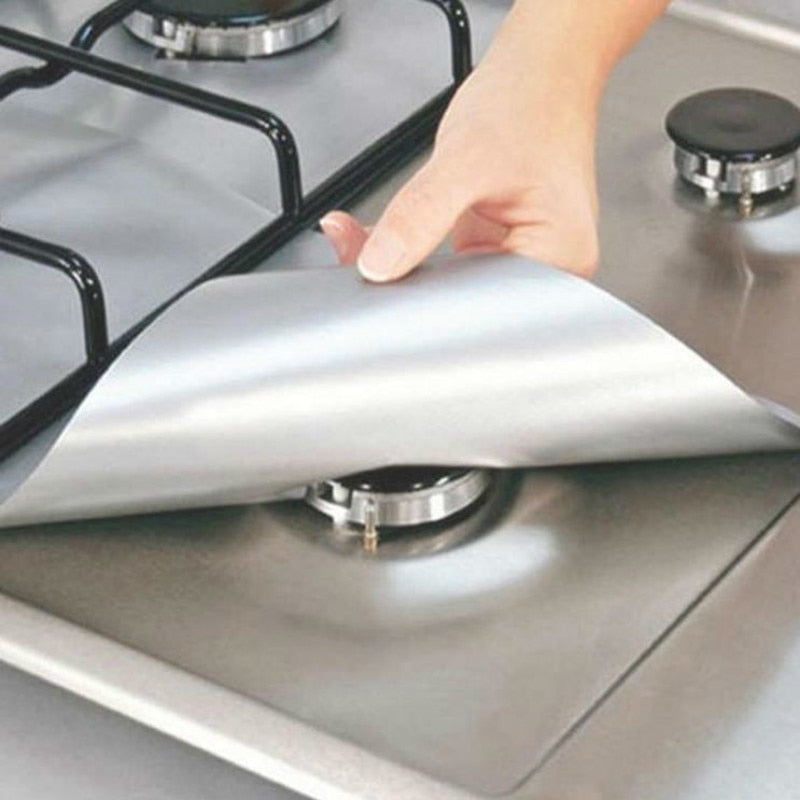 Stove Protector Mat Heat-Resistant Polymer | Cuttable to Fit Any Stove | Reusable 4-Pack Easy-Clean Kitchen Cover