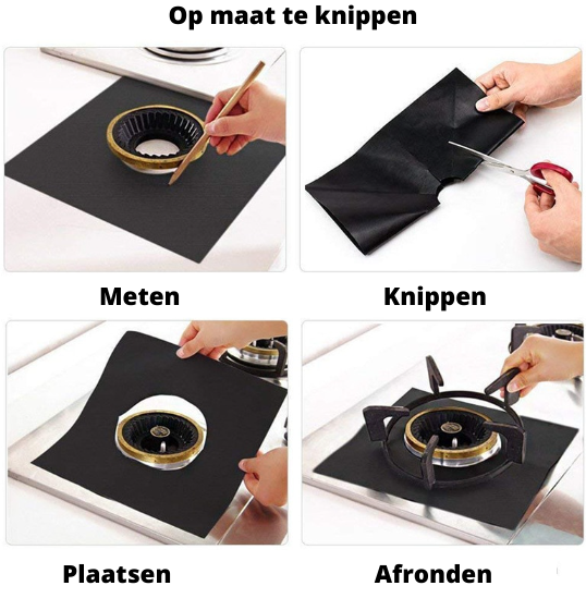 Stove Protector Mat Heat-Resistant Polymer | Cuttable to Fit Any Stove | Reusable 4-Pack Easy-Clean Kitchen Cover
