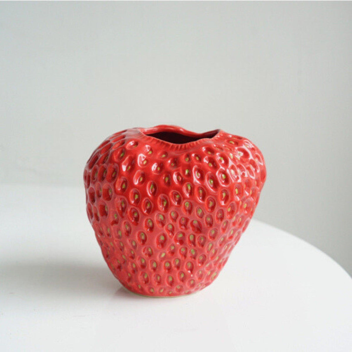 Strawberry Decorative Vase | Dimpled Seeds, Glossy Finish