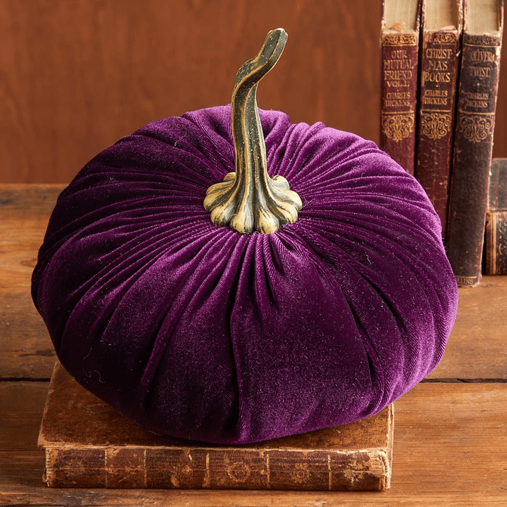 Stuffed Velvet Pumpkin Decoration | Halloween and Autumn Table Décor | Soft Plush Throw Pillow Centrepiece Accent