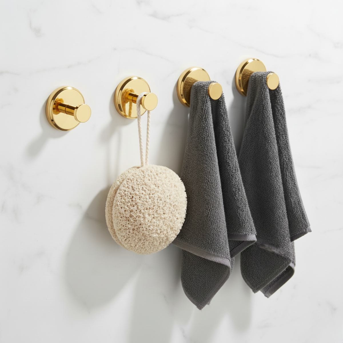 Suction Hooks Stainless Steel | Set of 4, No Drilling | Water-Resistant, Reusable for Bathroom, Kitchen & Shower