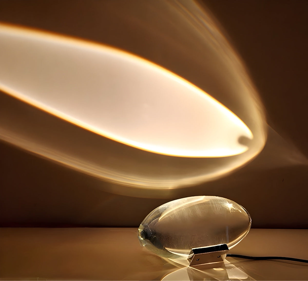 Sunset Projection Table Lamp Glass & Stainless Steel | 3 Interchangeable Lenses, USB Powered | Warm Ambient Light Effect