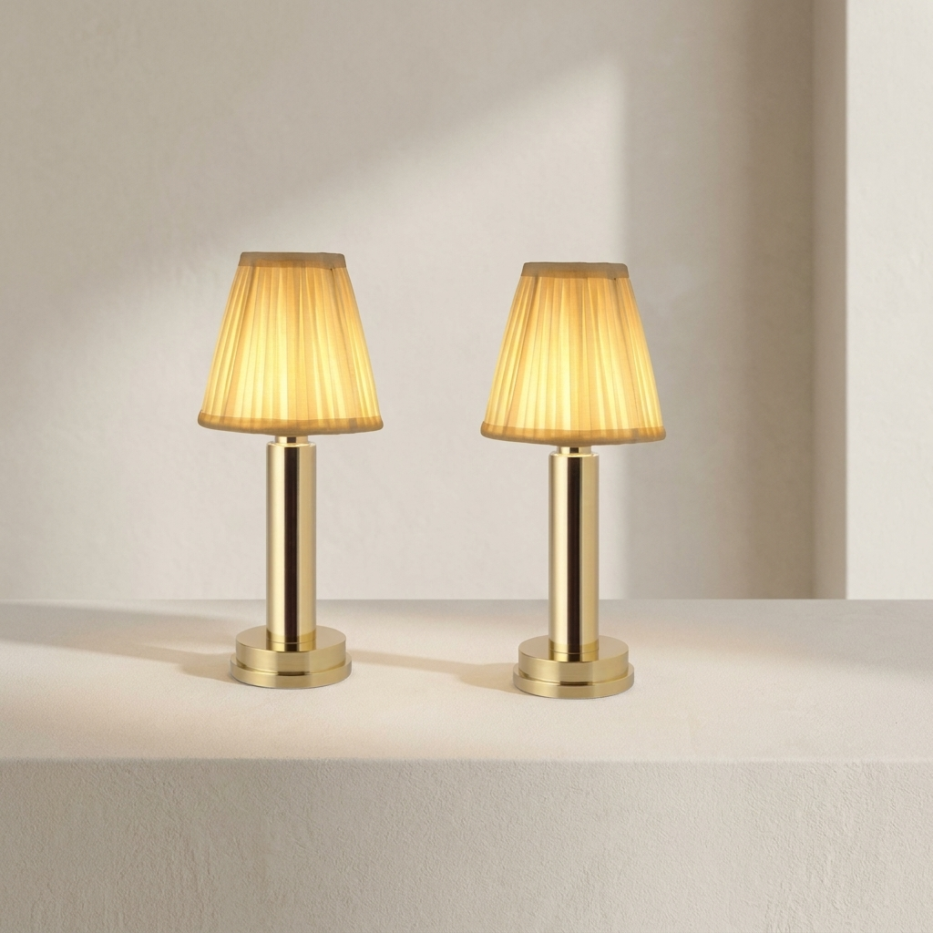 Table Lamp | Pleated Shade, Rechargeable Cordless Base