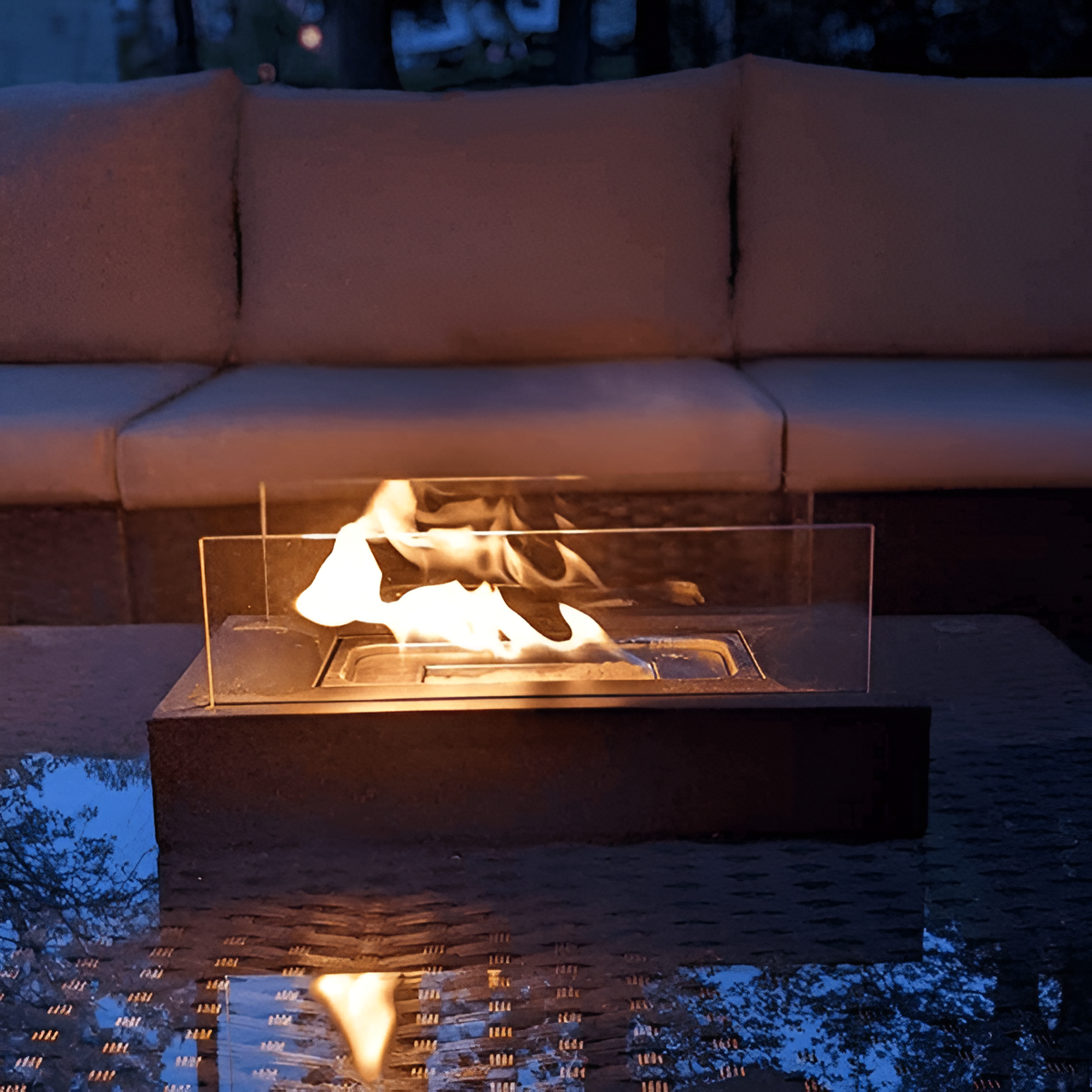 Tabletop Bioethanol Fireplace | Rectangular, Twin Panels