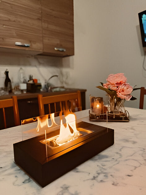 Tabletop Bioethanol Fireplace | Rectangular, Twin Panels