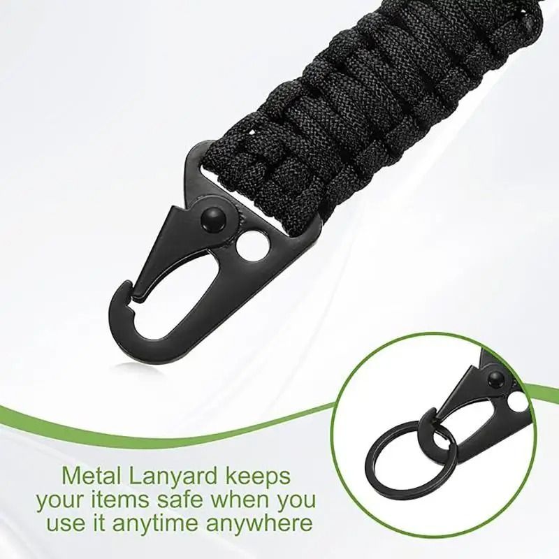 Tactical Paracord Lanyard Keychain | 550 Military-Grade Cord with HK Clips | Neck Carry for Camera, Hiking, Fishing Gear