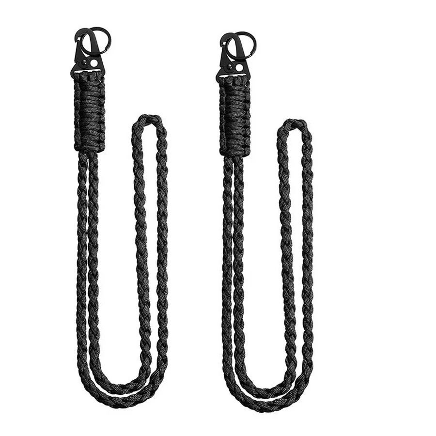 Tactical Paracord Lanyard Keychain | 550 Military-Grade Cord with HK Clips | Neck Carry for Camera, Hiking, Fishing Gear