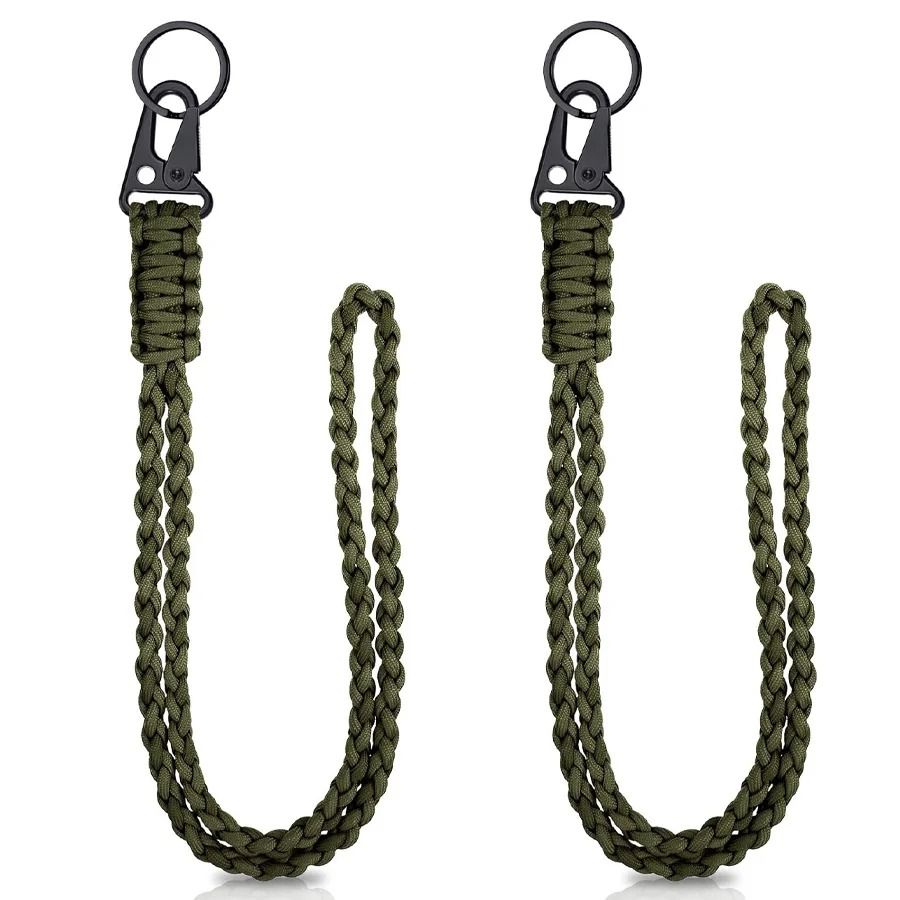 Tactical Paracord Lanyard Keychain | 550 Military-Grade Cord with HK Clips | Neck Carry for Camera, Hiking, Fishing Gear