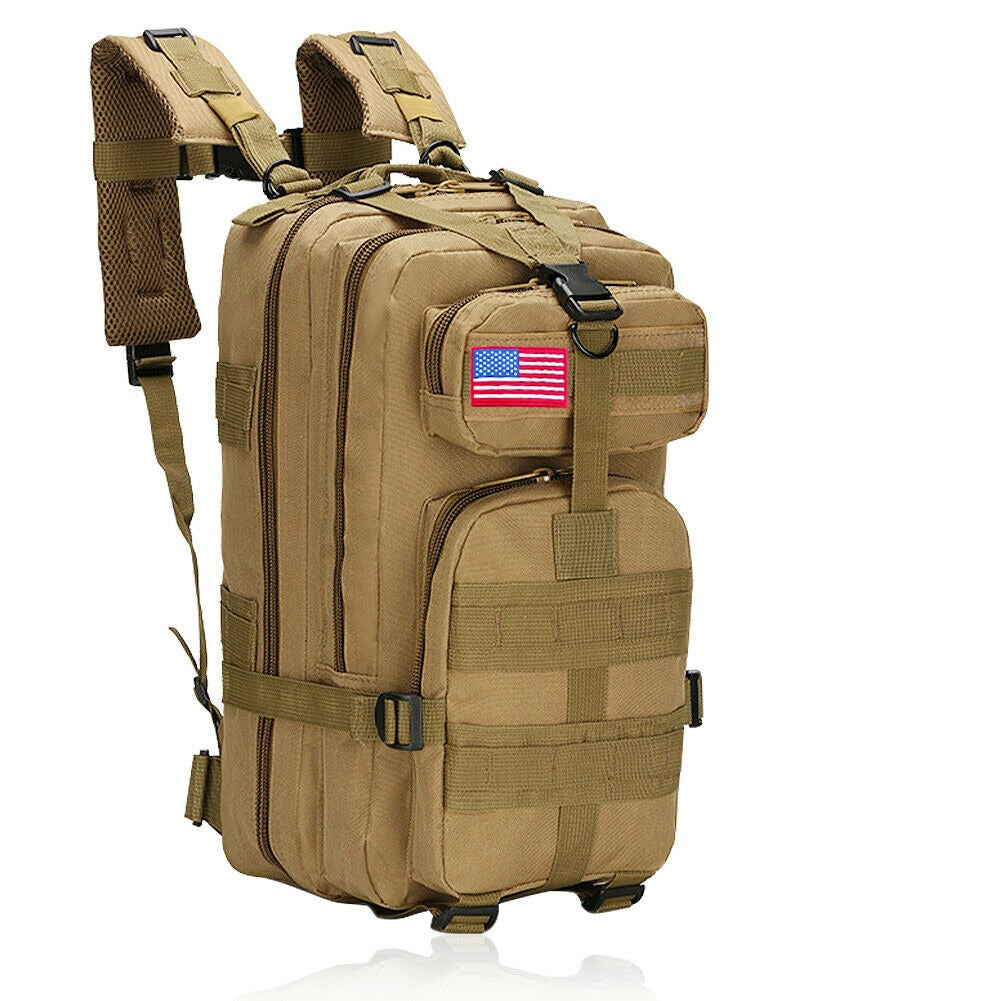 Tactical Rucksack Waterproof Fabric | 30 Litre Capacity, 45 x 23 x 25 cm | MOLLE Webbing, Compression Straps & Padded Back