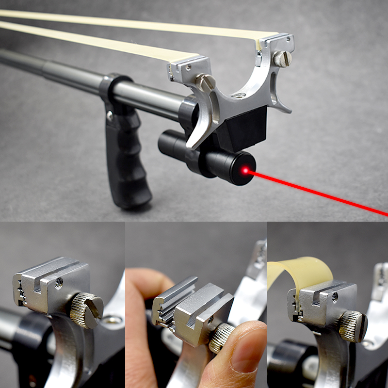 Telescopic Slingshot with Laser Sight | 3-Level Extendable Rod, 30 m Range | Metal Head, Aviation Aluminium Build