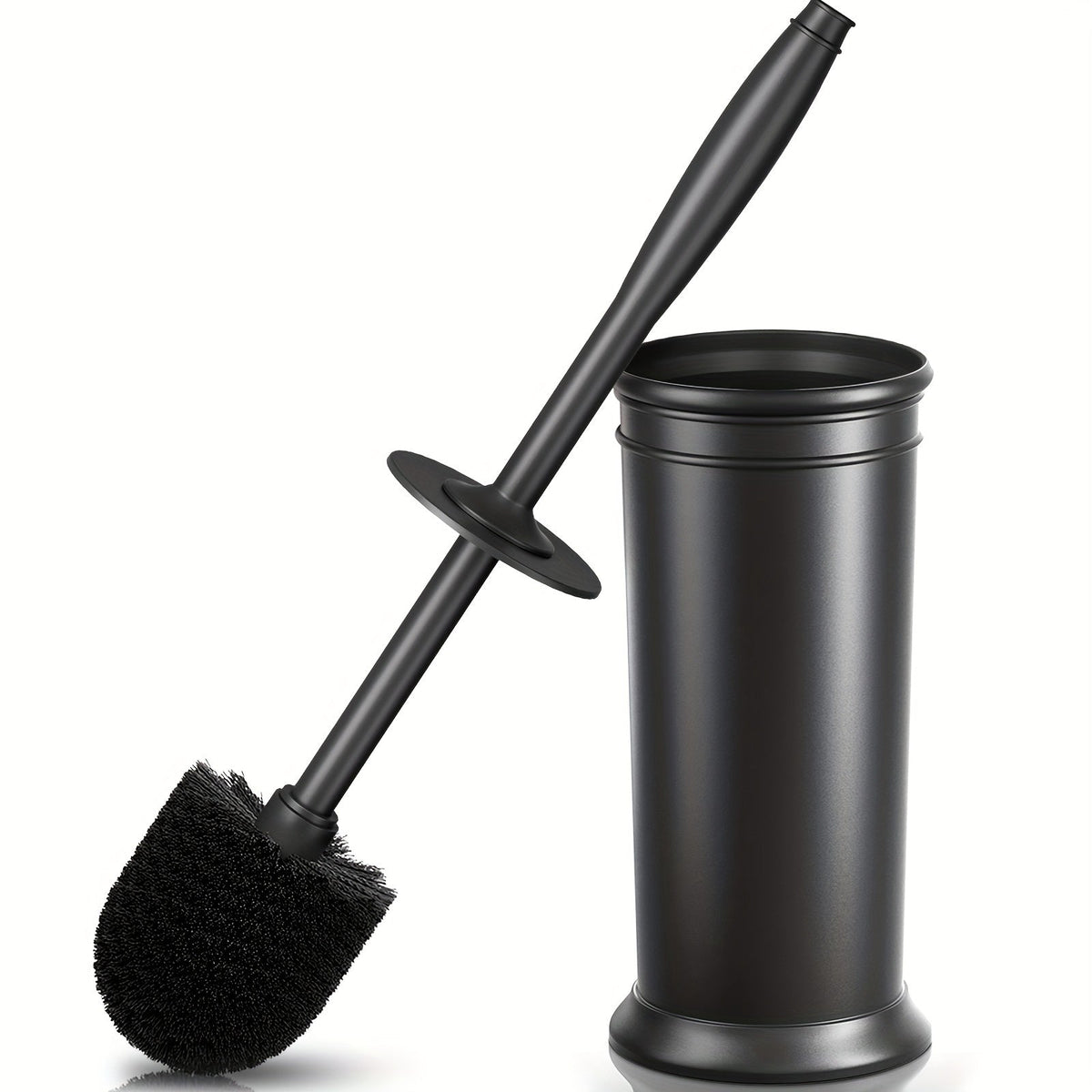Toilet Brush with Holder Plastic Metal 40.5 cm | Freestanding Modern Design | Extra Long Handle for Deep Cleaning