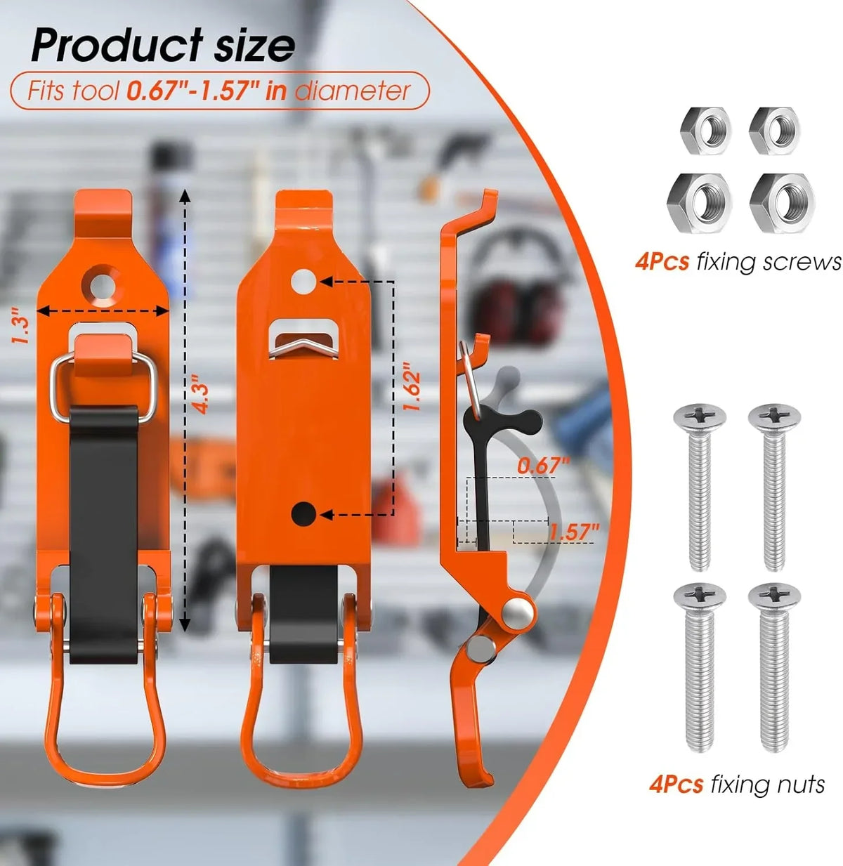 Tool Mounting Clamp Set Zinc Alloy | Fits Tools 0.67 to 1.57 Inch Diameter | Holds Up to 32 lbs Per Clamp, Rattle-Free