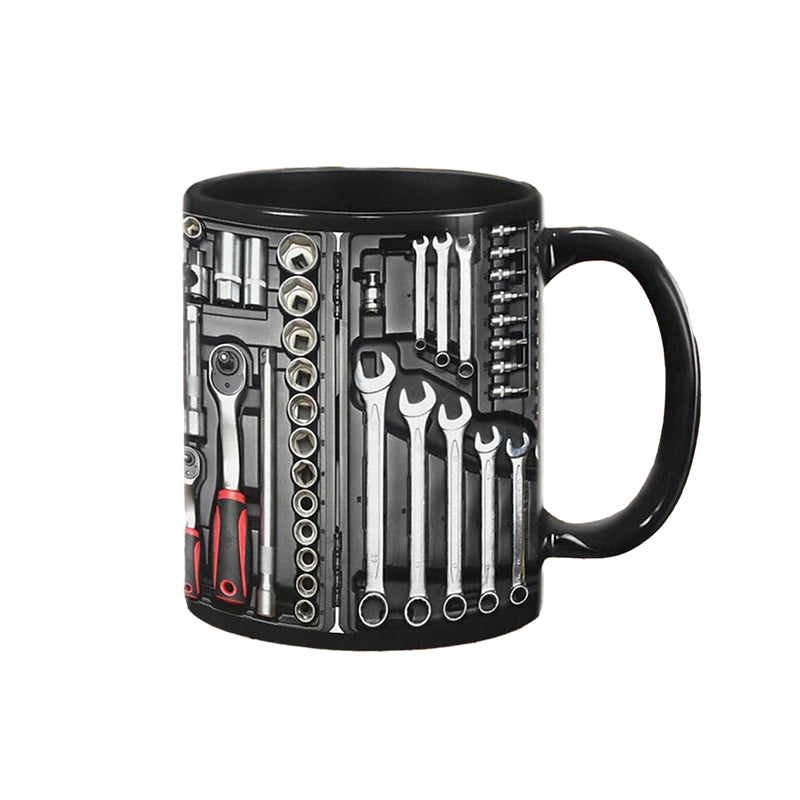 Toolbox Print Ceramic Mug | Double-Sided 3D Design, C-Shaped Handle | Dishwasher & Microwave Safe, Novelty Kitchen Gift